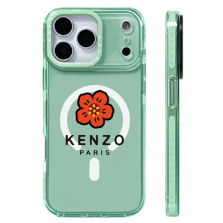 KENZO PARIS Red Florals Ốp Lưng Sạc Từ Tính Không Dây Tương Thích Cho IPhone 12 13 14 15 16 17 ProMax Cover 17 AIR Silicone Mềm Trong Suốt Ốp Lưng Chống Sốc