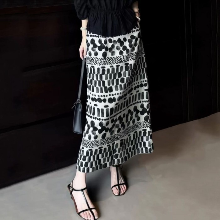 Lan ~ Retro Tiền Cũ Phong Cách Dân Tộc Hươu In Váy Nữ Mùa Hè Phong Cách Mới Cao Cấp Ôm Hơn Nhìn Sang Trọng Tất Cả Trận Đấu Trượt Tuyết Giữa Chiều Dài
