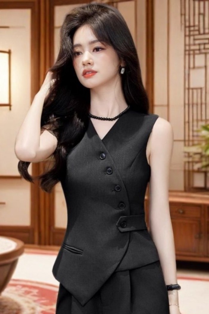 Áo vest khóa chéo nhiều lớp phong cách mới, phù hợp cho mọi người,style thời thượng cho văn phòng