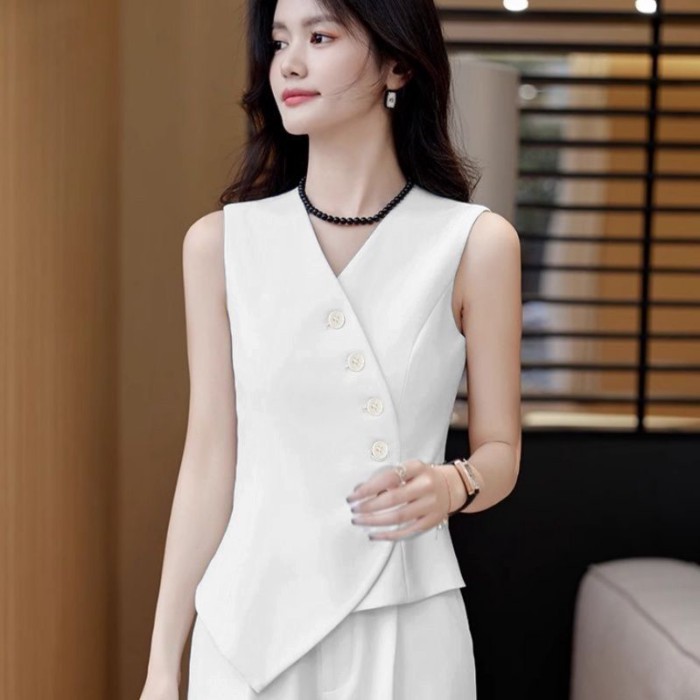 Áo vest khóa chéo nhiều lớp phong cách mới, phù hợp cho mọi người,style thời thượng cho văn phòng