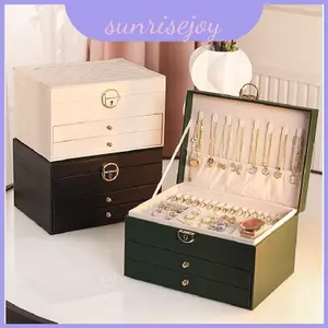 Hộp đựng đồ trang sức bằng da thanh lịch có cấu trúc bền bỉ cho vòng cổ và bông tai mịn