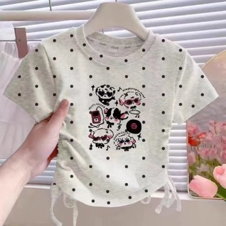 Áo thun tay ngắn bé gái mùa hè cotton hoạt hình