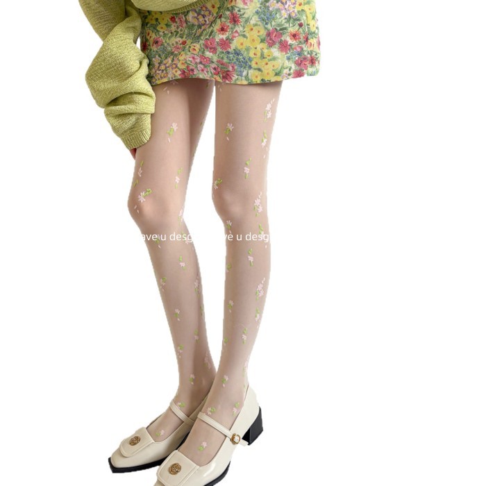 Quần Legging Nguyên Chất Desire Hoa Mỏng, Trong Suốt Thịt Trắng Sữa - Phong Cách Nhật Bản Cho Xuân Hè