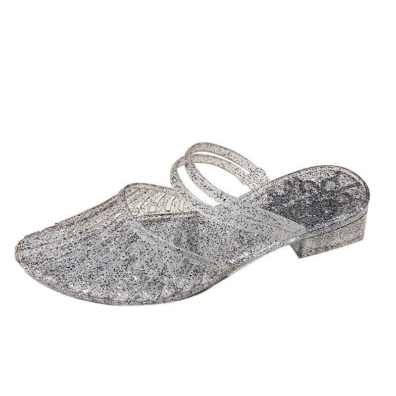 Giày Sandal Nữ Mùa Hè Dép Pha Lê Trong Suốt Chống Trơn Trượt Jelly