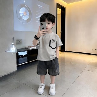 Bộ đồ mùa hè dạo phố bé trai, bộ đồ mùa hè ngắn tay thời trang trẻ em, set đồ hai món thời trang hà