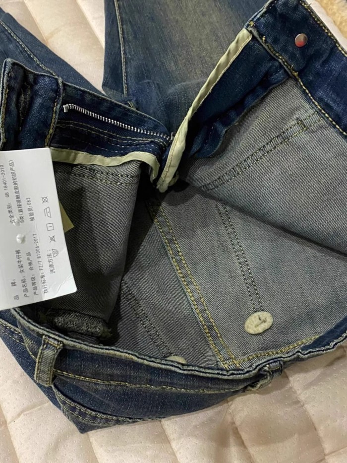 Micro Loe Quần Jean Nữ Thu Đông Mới Cao Cấp Mỹ Retro Giặt Quần Móng Ngựa