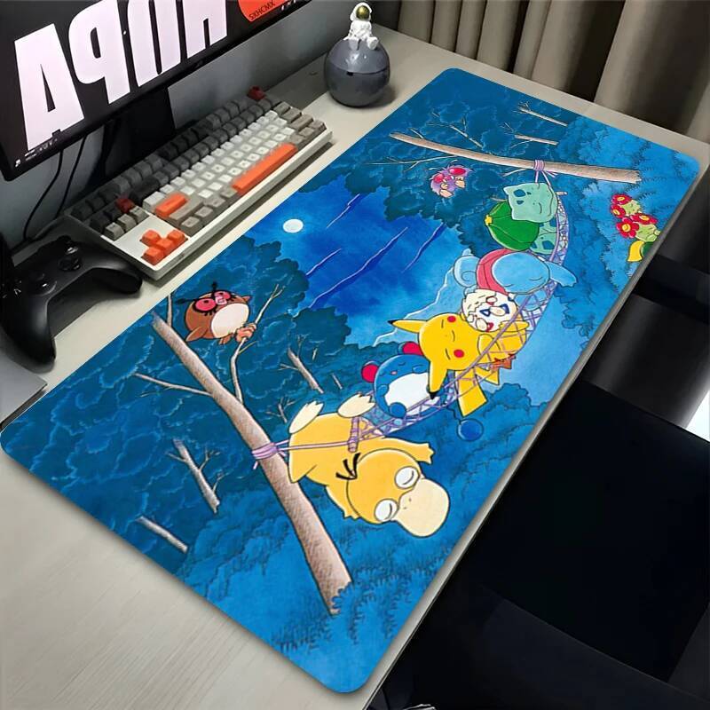 Miếng Lót Chuột Chơi Game PC Phụ Kiện Pikachu Game Thủ Cabiner Bàn Phím Thảm XXL P-pokine Để Bàn Chuột Thảm Thảm Kawaii Cao Su Mousepad