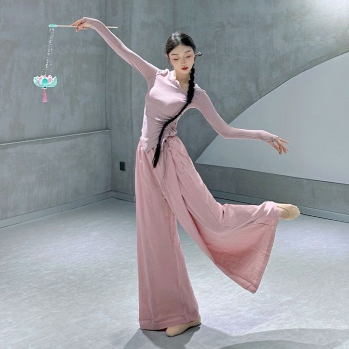 bộ quần áo tập múa cổ điển, bodysuit xuân thu, tay áo kiểu mới, dài tay, áo múa hiện đại cho vũ