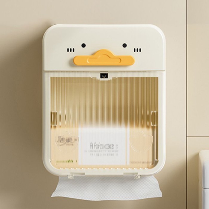Hộp đựng khăn vệ sinh hai lớp chống nước treo tường trong suốt, giá đỡ cuộn giấy phòng tắm không đục lỗ