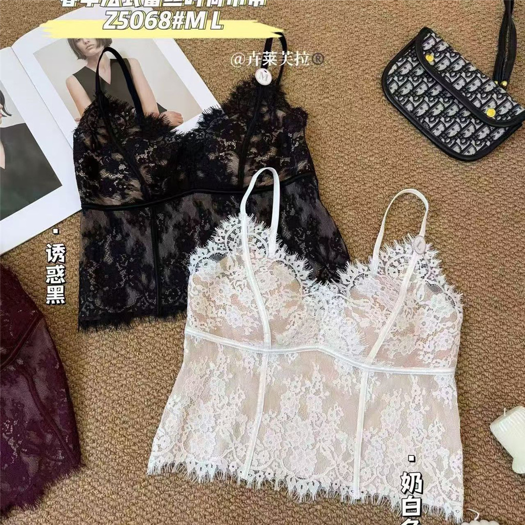 Camisole Phong Cách Mùa Xuân Pháp, Ren Lông Mi, Gợi Cảm