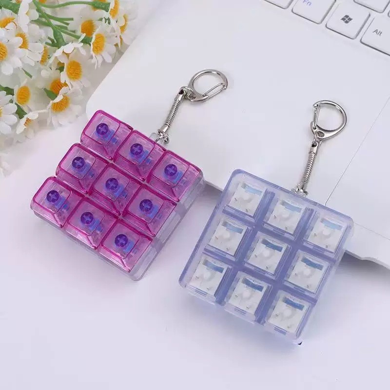 Sáng Tạo Thư Giãn DIY Bàn Phím Chìa Khóa Đồ Chơi Nút Keycap Cảm Giác Fidget Móc Khóa Giải Nén Đồ Chơi Quà Tặng Ngày Lễ Phụ Kiện Ba Lô
