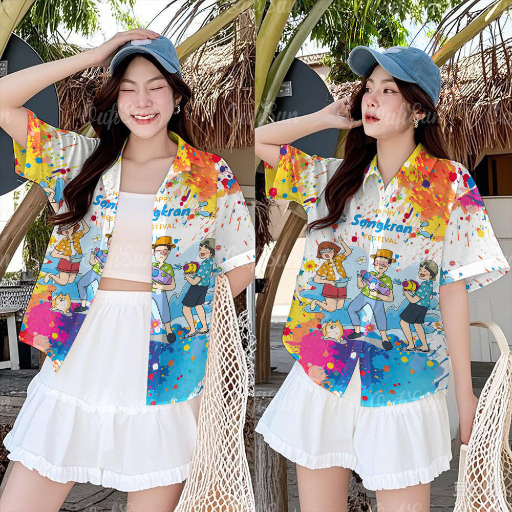 Áo sơ mi thoáng khí cho nữ, phù hợp lễ hội Songkran