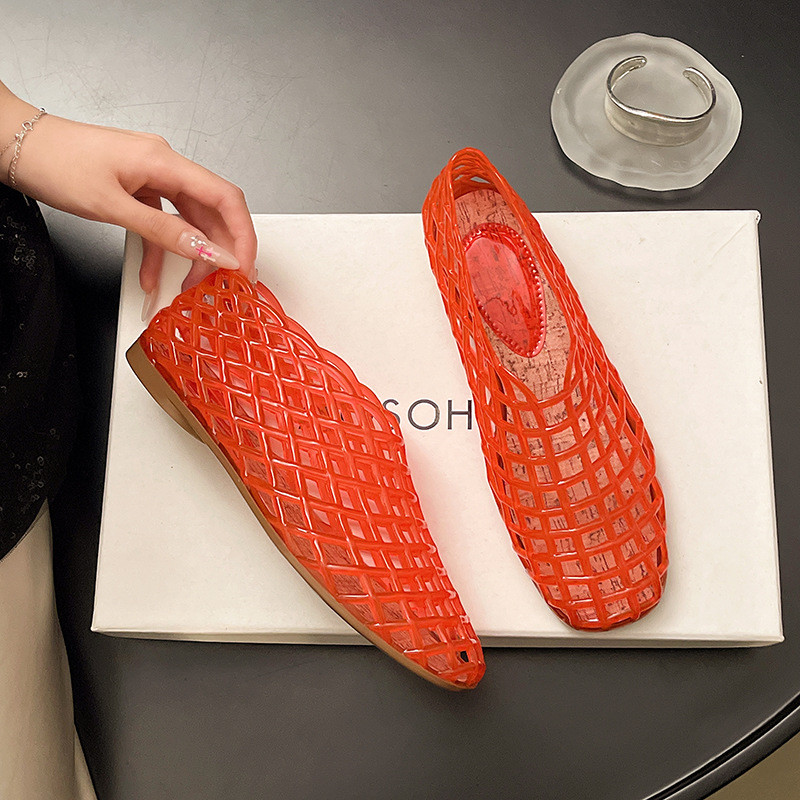 Giày Sandal Đế Bằng Nữ Thời Trang Mặc Bên Ngoài Giày Lỗ Thoáng Khí