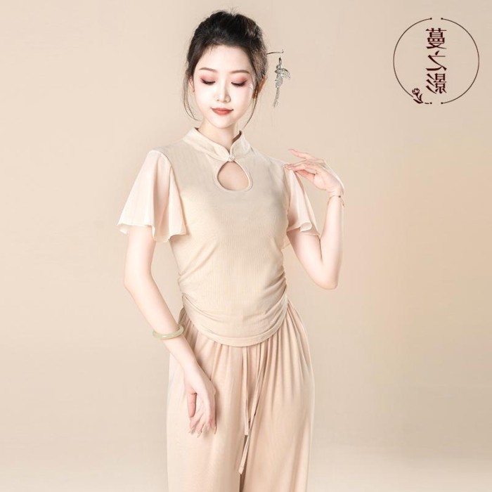bộ quần áo tập múa cổ điển mới ngắn tay áo múa hiện đại múa Trung Quốc thi tập quần áo khiêu vũ