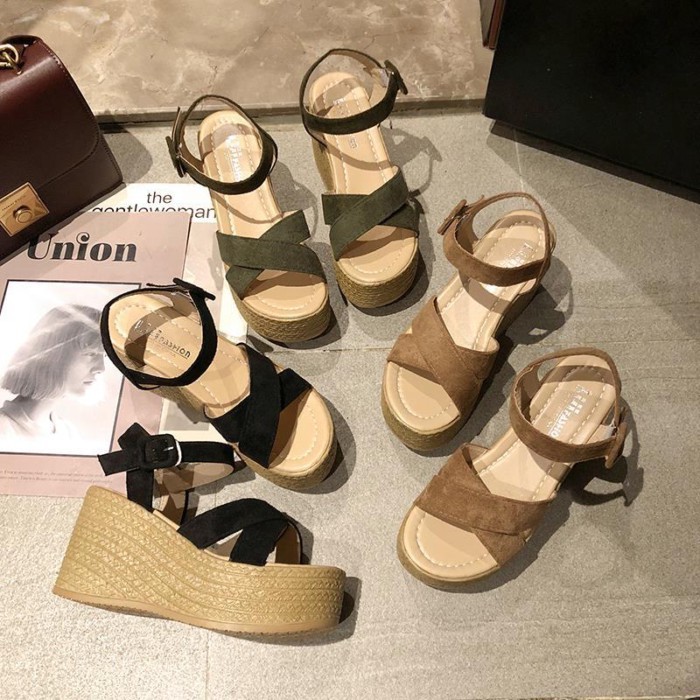 Giày Sandal Nữ Giày Cao Gót Mùa Hè Đế Nêm Nền Tảng Nền Đế Dày Giày La Mã