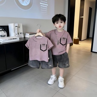 Bộ đồ mùa hè dạo phố bé trai, bộ đồ mùa hè ngắn tay thời trang trẻ em, set đồ hai món thời trang hà
