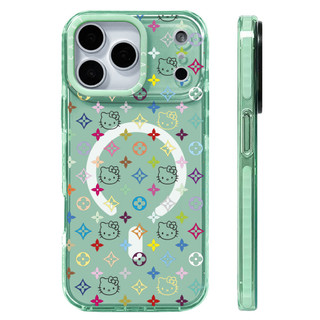 Ốp lưng hình Hello Kitty Color Lines Vỏ sạc từ tính không dây Tương thích cho IPhone 12 13 14 15 16 17 Pro Max Cover 17 AIR Silicone mềm trong suốt Vỏ chống sốc