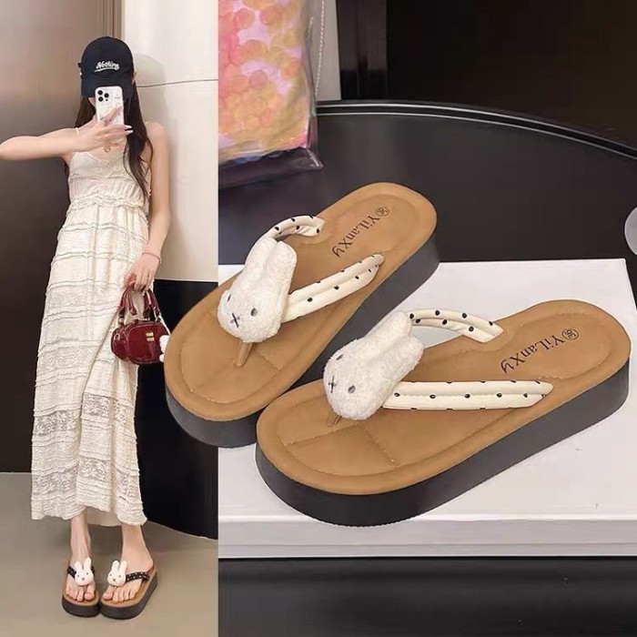 Dép xỏ ngón mùa hè cho nữ, áo khoác ngoài đế dày tăng chiều cao, dép xỏ ngón đi biển chống trượt ch