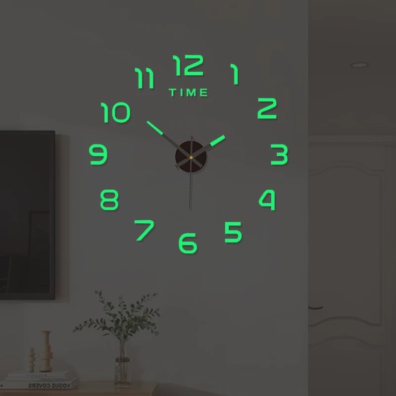 3D Dạ Quang Đồng Hồ Treo Tường Im Lặng Chống Dính Hoạt Động Bằng Pin Không Khoan Tròn Đồng Hồ Treo Tường Hiện Đại Cho Phòng Khách Phòng Ngủ Trang Trí Tường Nhà