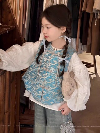 Áo sơ mi dài tay trẻ em cổ bèo ngọt ngào công chúa