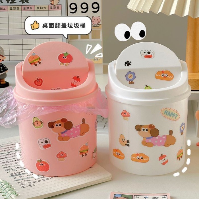 Thùng rác để bàn có thể dễ thương Thùng rác sáng tạo nhỏ có thể để bàn Thùng đựng giấy thải Giỏ có nắp