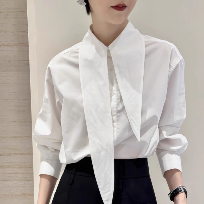 Áo sơ mi trắng nữ thiết kế Pháp Petit Bourgeoisie, phong cách mới thu đông cao cấp