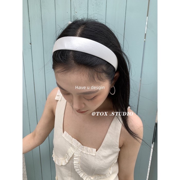 Băng đô vải satin nhấp nháy phong cách retro Mỹ, handmade với kiểu dáng preppy