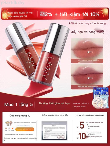 [GIÁ SỈ] Son Unny Lip Glaze, có gương, son bóng nước, dầu môi, màu nude, dưỡng ẩm, dành cho học si