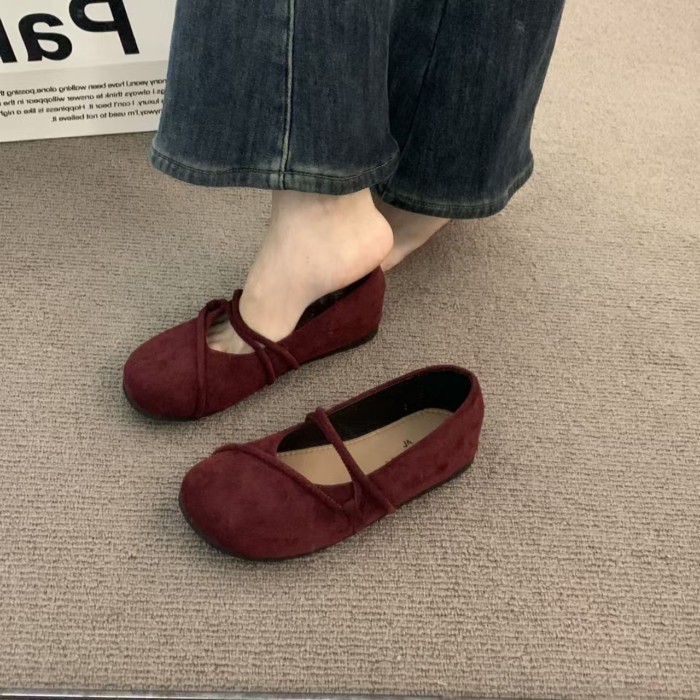Mũi Tròn Da Mềm Retro Giày Đơn Nữ Đế Dày Muỗng Giày Mùa Thu Siêu Mềm Bò Mary Jane Giày