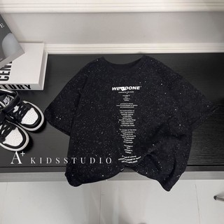 Áo thun cotton tay ngắn in chữ hình bông tuyết mùa hè cho trẻ em
