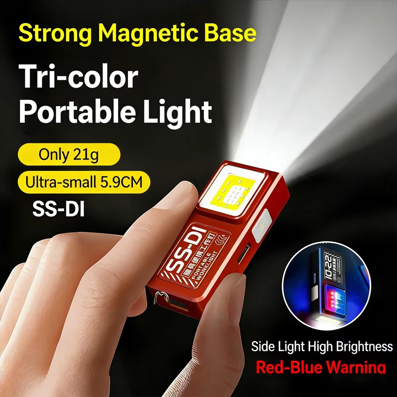 [2 CÁI] Đèn làm việc Mini cầm tay 600mAh USB-C Đèn pin EDC có thể sạc lại có kẹp nắp Nhấp nháy khẩn cấp để cắm trại ngoài trời làm việc