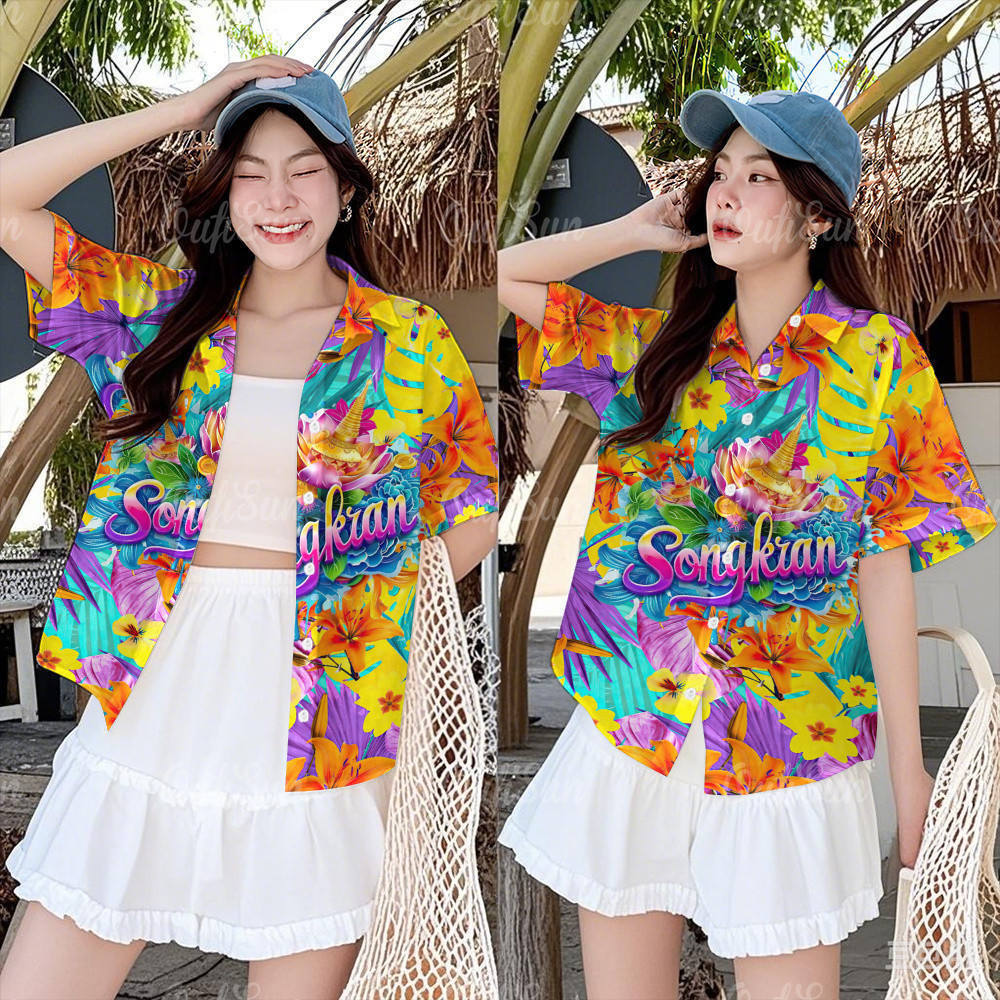 Áo sơ mi thoáng khí cho nữ, phù hợp lễ hội Songkran