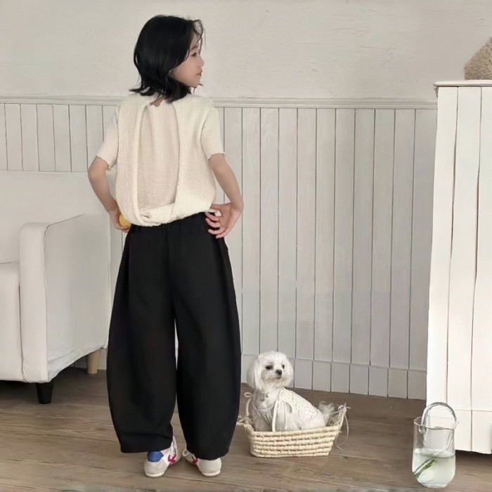 Quần Scimitar Mùa Hè Cho Trẻ Em Mới Phần Mỏng Bé Gái Nhỏ, Vừa Và Lớn Phong Cách Hàn Quốc Quần Ốn
