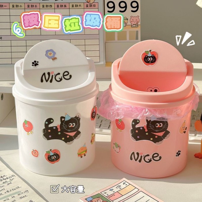 Thùng rác để bàn có thể dễ thương Thùng rác sáng tạo nhỏ có thể để bàn Thùng đựng giấy thải Giỏ có nắp