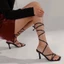 Giày sandal La Mã buộc dây kiểu Pháp, giày cao gót quai hở mũi, giày cao gót nhỏ xuân hè kèm váy, g