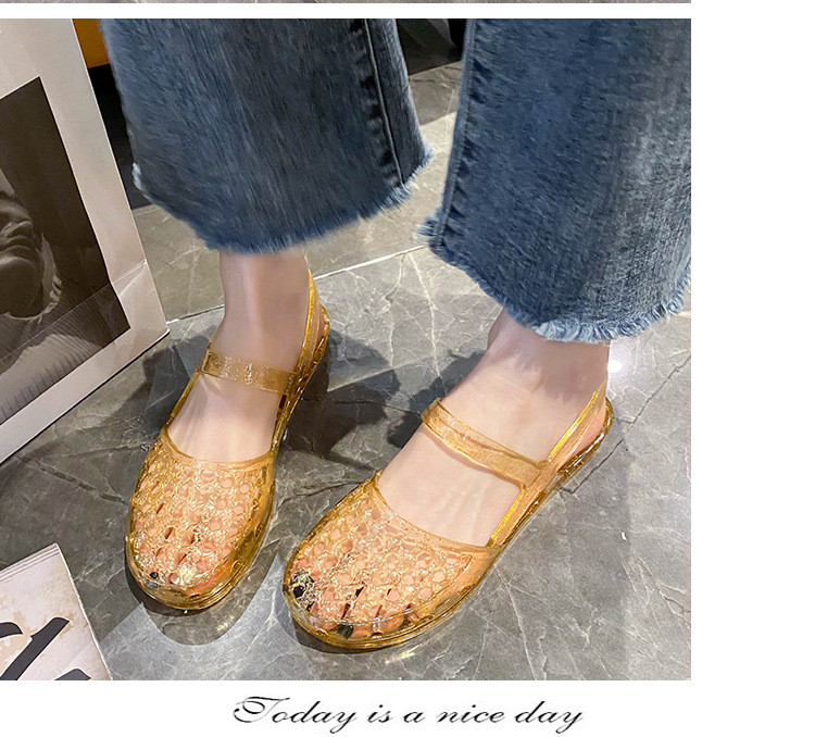 Giày Sandal Pha Lê Retro Nữ Mùa Hè Phù Hợp Với Giày Jelly Giày Đơn