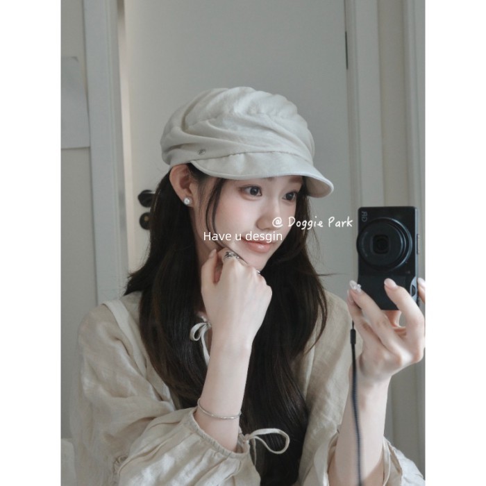 Beret vải lanh cotton phong cách Nhật Bản, thoáng mát cho mùa xuân hè
