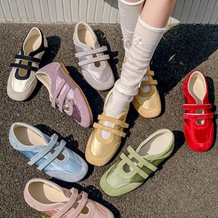 Giày đế mềm kiểu Pháp Mary Jane Giày nữ mùa xuân Velcro đế mềm
