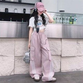 Quần yếm bé gái mùa hè quần thể thao hip-hop mới cho trẻ em không có phong cách nghệ thuật pop lười