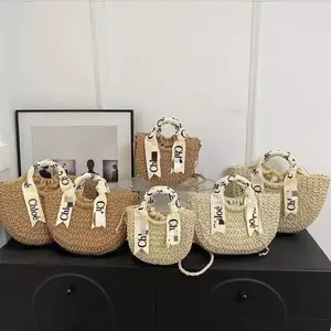 Ruy Băng Phong Cách Dây Giấy Bện Ống Hút Túi Hình Bán Nguyệt Mini Túi Đeo Vai Túi Xách