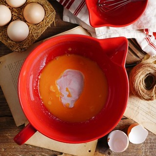 Bát gốm đánh trứng có tay cầm, nắp, miệng sắc, thoát nước, chịu nhiệt cao, dùng gia đình, trộn nướng