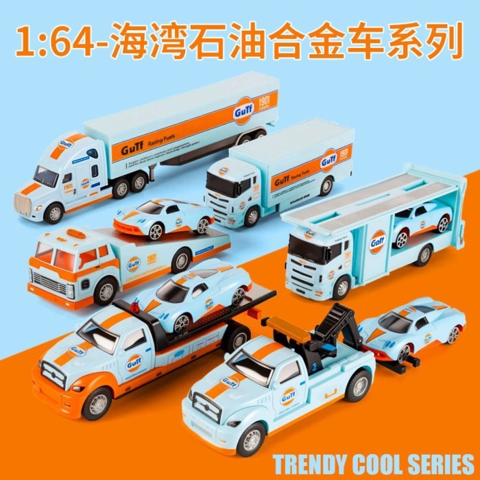 Vịnh Sơn Dầu Hộp Đựng Vận Chuyển Mô Hình Hợp Kim Trailer Xe Tải Lớn Kéo Lại Đồ Chơi Trẻ Em Xe