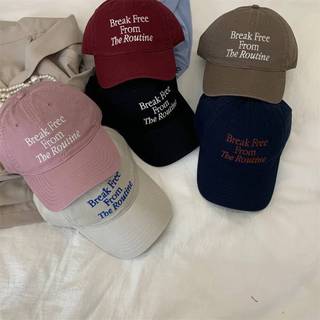 Mũ Bóng Chày Màu Trơn Thêu Nữ Mũ Bóng Chày Vintage Chữ Có Thể Điều Chỉnh Snapback Mũ Chống Nắng Nam Cổ Cong Mái Vòm Vịt Lưỡi Mũ
