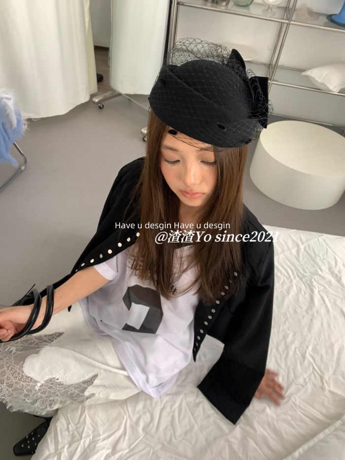 Have u desgin Hàn Quốc Retro Hepburn Phong Cách Gạc Beret Nữ Pháp Cao Cấp Sang Trọng Mũ Hình Bát Giác Tiếp Viên Mũ Top Hat