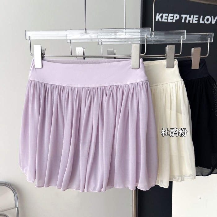 váy hai dây chống lộ phong cách retro, váy tập yoga giả hai dây lưng cao có túi, váy tennis thể