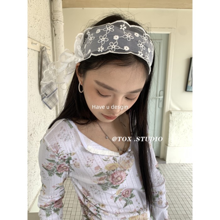 Phụ kiện tóc phong cách Hàn Quốc với ren ruy băng cổ tích, phù hợp ngày lễ và mùa xuân-hè