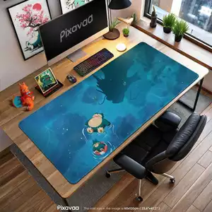 Tấm lót chuột thư giãn Snorlax - Cảnh Pokémon nổi với bóng Gyarados, Thảm trải bàn chơi game, Trang trí Anime