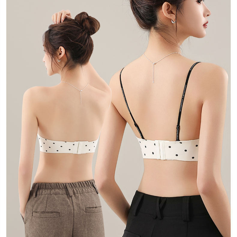 Áo Ngực Chống Chảy Xệ Cho Nữ Với Họa Tiết Chấm Bi, Bọt Biển Mềm Mại