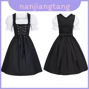 Trang phục Dirndl tuyệt đẹp của Bavaria với tay áo bong bóng ngắn cho các sự kiện lễ hội và lễ hội tháng mười