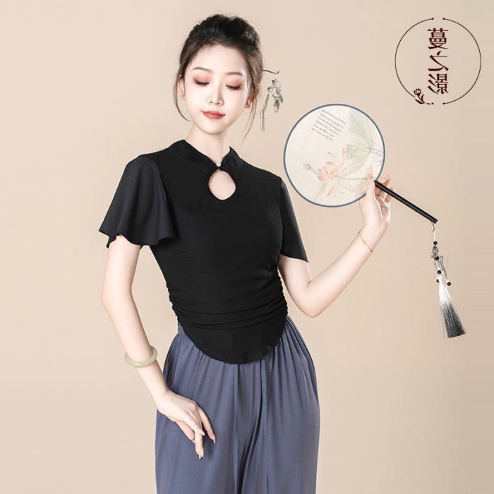 bộ quần áo tập múa cổ điển mới ngắn tay áo múa hiện đại múa Trung Quốc thi tập quần áo khiêu vũ